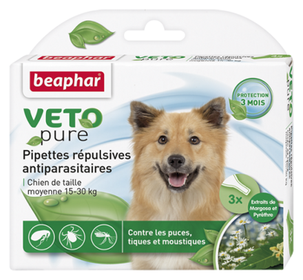 Beaphar Bio Spot On Medium Dog - pipetták a paraziták ellen közepes fajtájú 15-30 kg-os testtömeghez