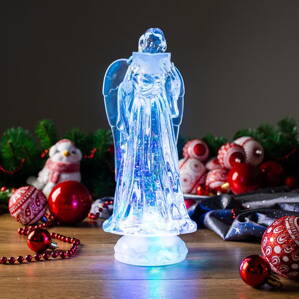 Dekorácia MagicHome Vianoce, Anjel, LED, meniaca farby, s plávajúcimi trblietkami, PE, 3xAAA, 10x25