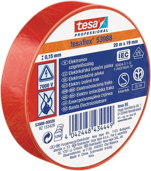 Páska tesa® PRO tesaflex®, elektroizolačná, sPVC, 19 mm, červená, L-20 m