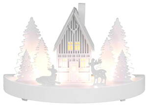 Dekorácia MagicHome Vianoce, Horáreň, 6 LED, MDF, 2xAAA, 25x12x28 cm