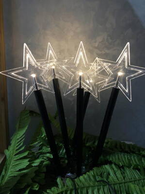 Reťaz MagicHome Vianoce 5 Star, LED, teplá biela, jednoduché svietenie, časovač, 3xAA, IP44, exterié