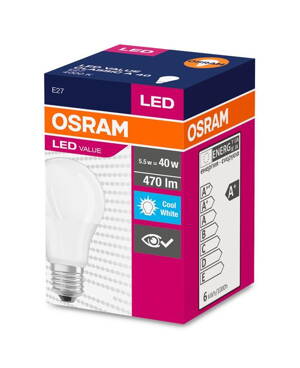 Ziarovka OSRAM® LED Value CLASSIC A FR 40 non-dim, 5W/840 E27 4000 K