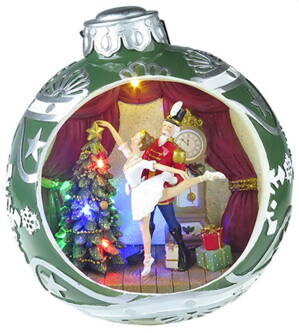 Dekorácia MagicHome Vianoce, Balet v guli, 7 LED, farebná, s melódiami, 3xAA, interiér, 30,50x26,50x