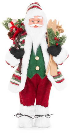 Dekorácia MagicHome Vianoce, Santa s lyžami, 46 cm
