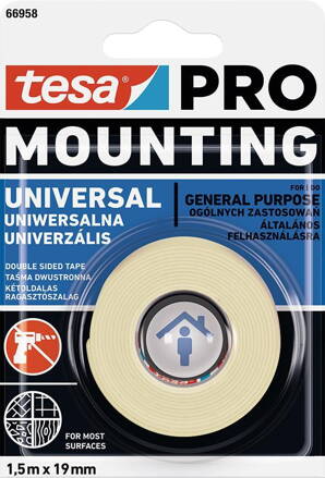 Páska tesa® Mounting PRO Universal, montážna, obojstranná, 19 mm, L-1,5 m