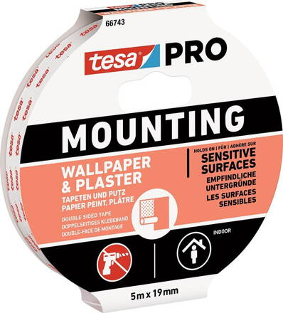 Páska tesa® Mounting PRO, montážna, na tapety a omietky, 19 mm, L-5 m