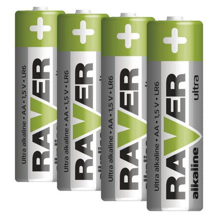 Bateria RAVER Ultra Alkaline, LR6, blister 4 ks AA