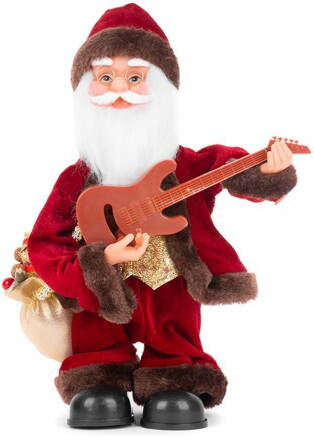 Dekorácia MagicHome Vianoce, Santa s gitarou, 35 cm