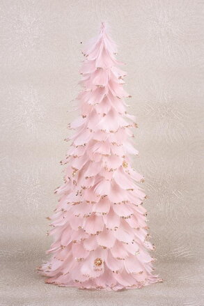 Dekorácia MagicHome Vianoce, Stromček z páperia, ružový, 22x46 cm